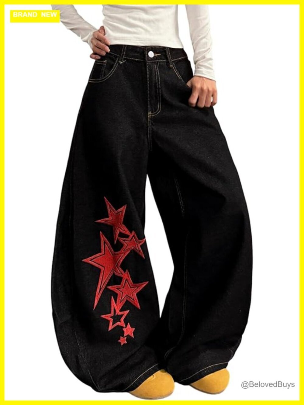 Baggy Wide Leg Jeans Y2K 90s Streetwear Vintage Star Print